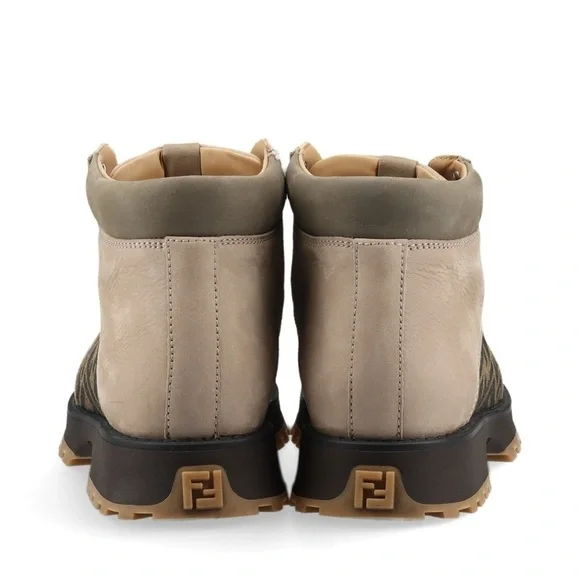 Authentic Fendi Leather Monogram Hiking Boots men size UK5 US6